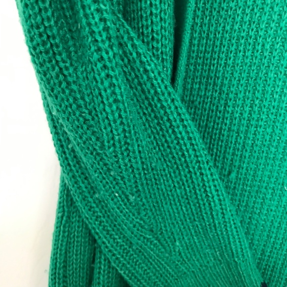 REVAMPED Sweater Knits Long Sleeve V-Patterned Cardigan M Green Navy Blue White - Picture 4 of 8